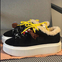 Miu Miu Platform Sneakers – Black Suede