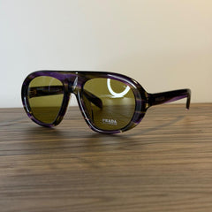 Prada SPR C05-F Sunglasses – Purple Tortoiseshell / Olive Green Lenses