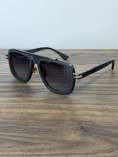 DITA Squared Aviator Sunglasses – Matte Black, Gold Rivets