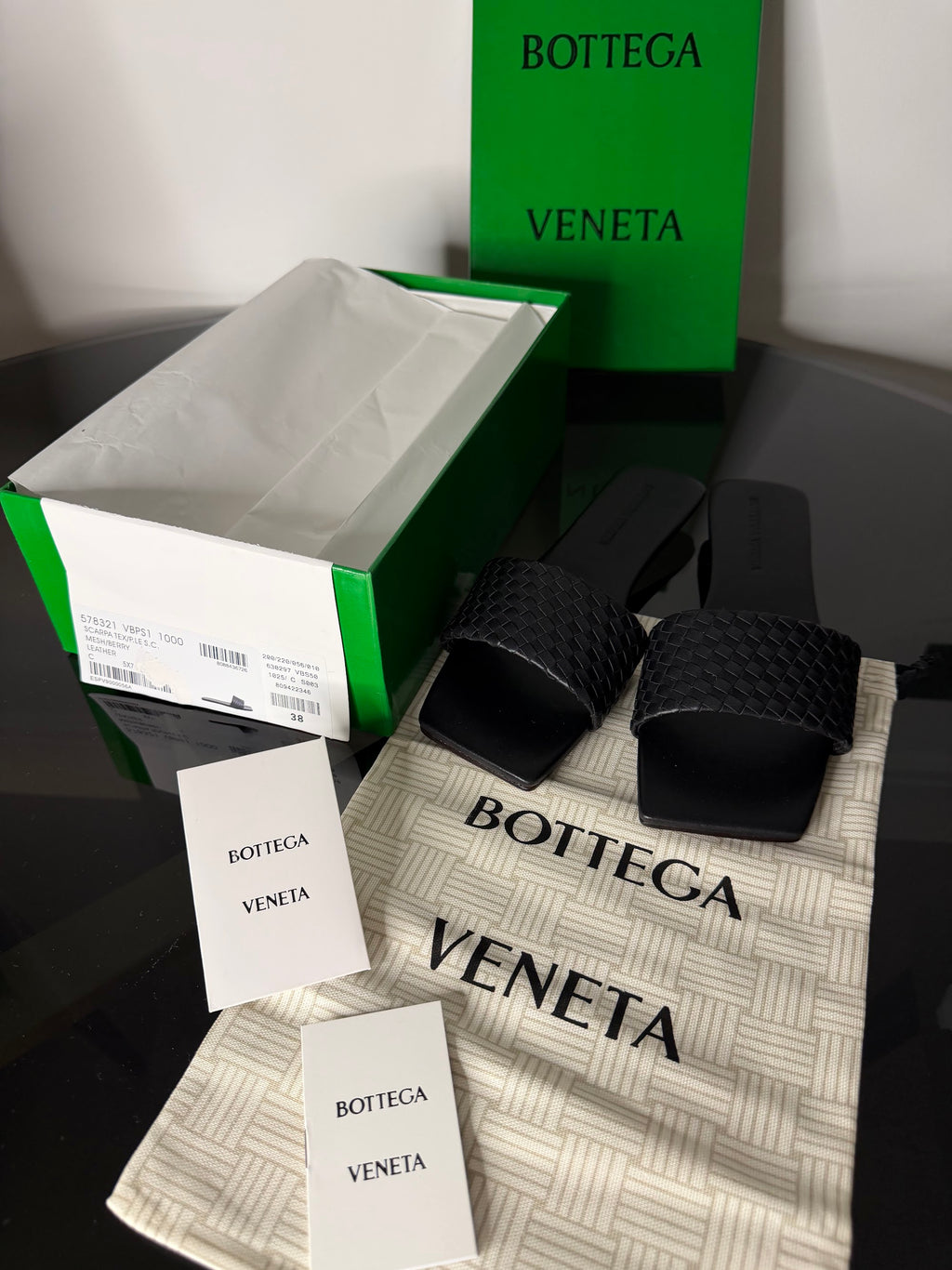 Bottega Veneta Black Woven Platform Sandals