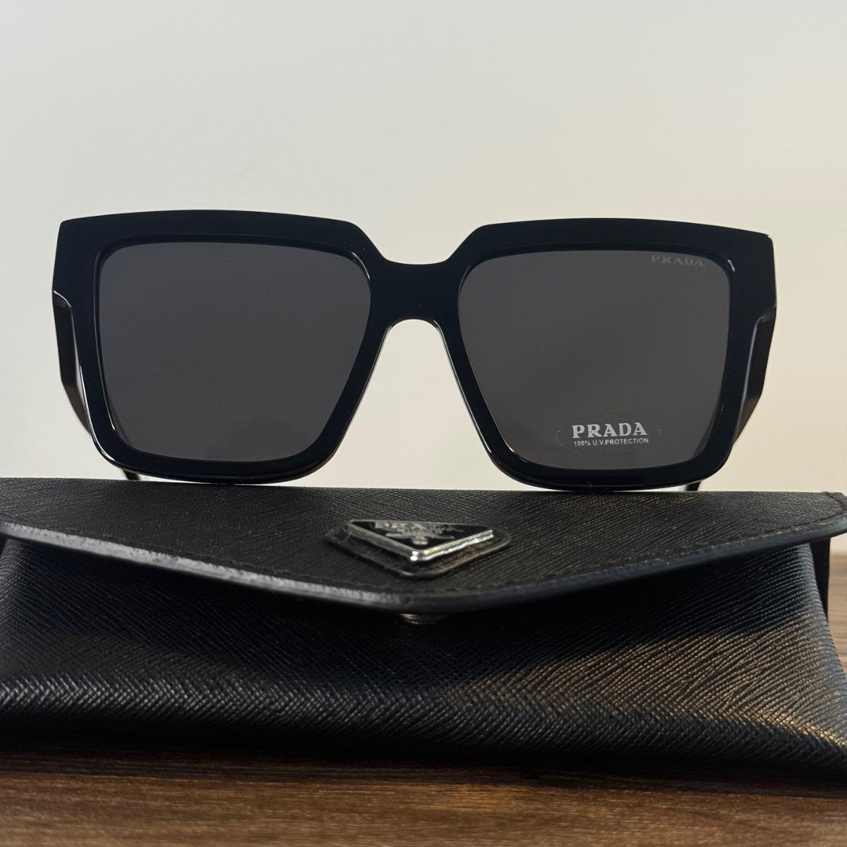 Prada OPR 24ZS Oversized Square Sunglasses – Black / White