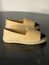 Chanel Espadrilles – Beige & Black Lambskin