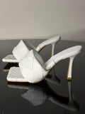 Bottega Veneta Lido Woven Leather Mules – White