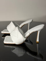 Bottega Veneta Lido Woven Leather Mules – White