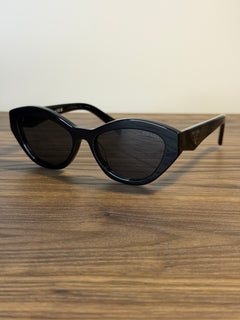 Prada SPR B15 Cat-Eye Oval Sunglasses – Black / Gold