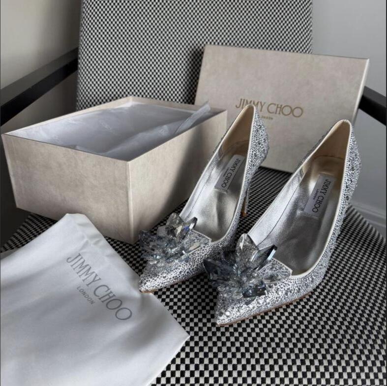 Jimmy Choo Bingle Crystal Pumps – Silver