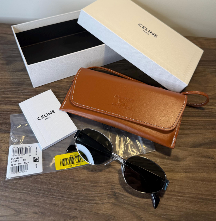 Celine CL40235U Oval Sunglasses – Silver / Black