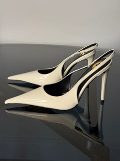 Saint Laurent Ivory Slingback Pumps