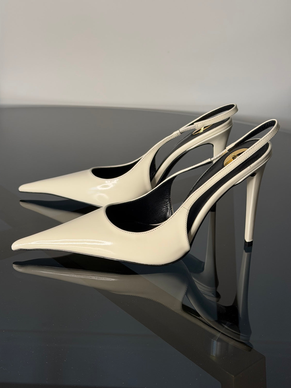 Saint Laurent Ivory Slingback Pumps