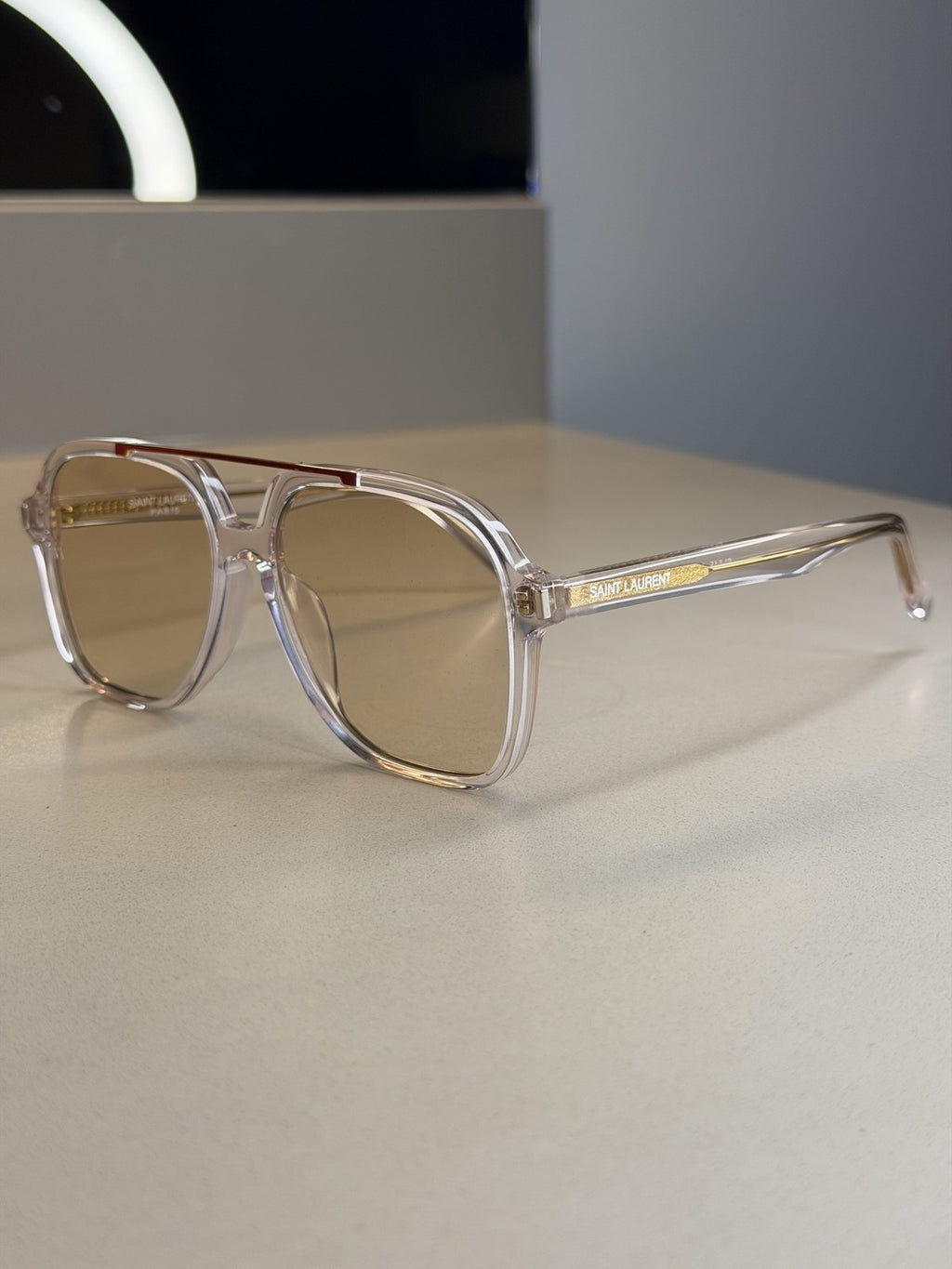 Saint Laurent Crystal Aviator Sunglasses – Light Brown