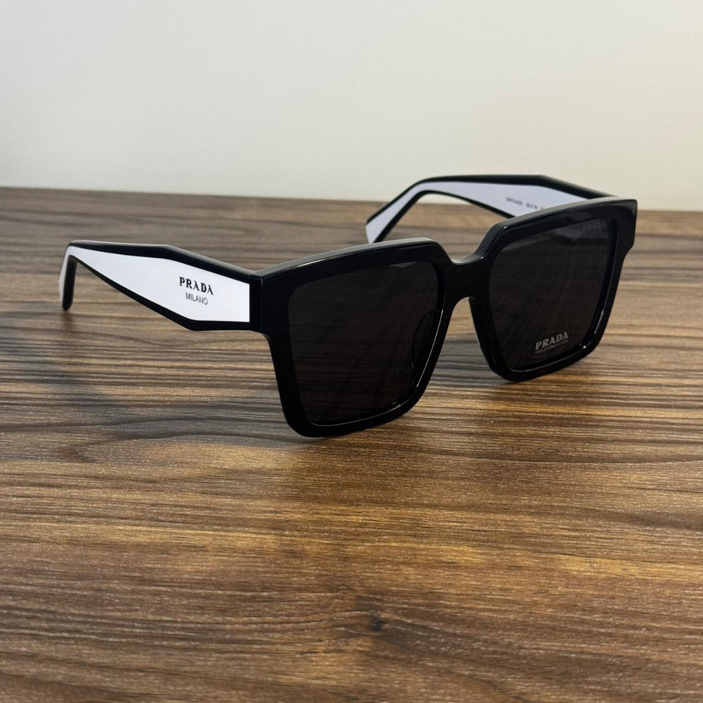 Prada OPR 24ZS Oversized Square Sunglasses – Black / White