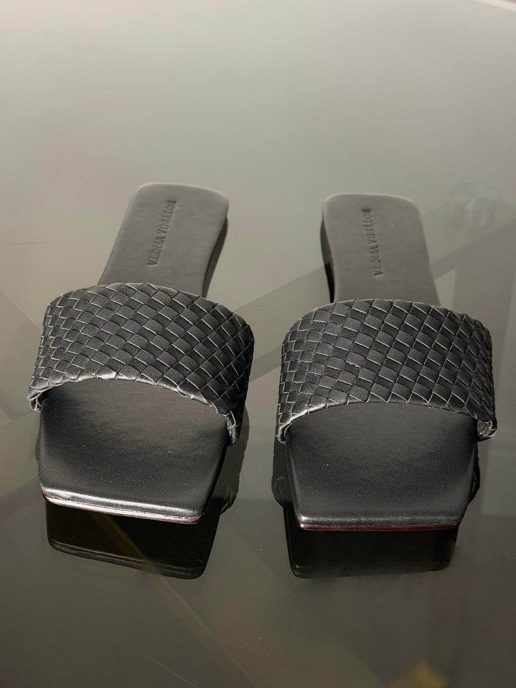 Bottega Veneta Black Woven Platform Sandals