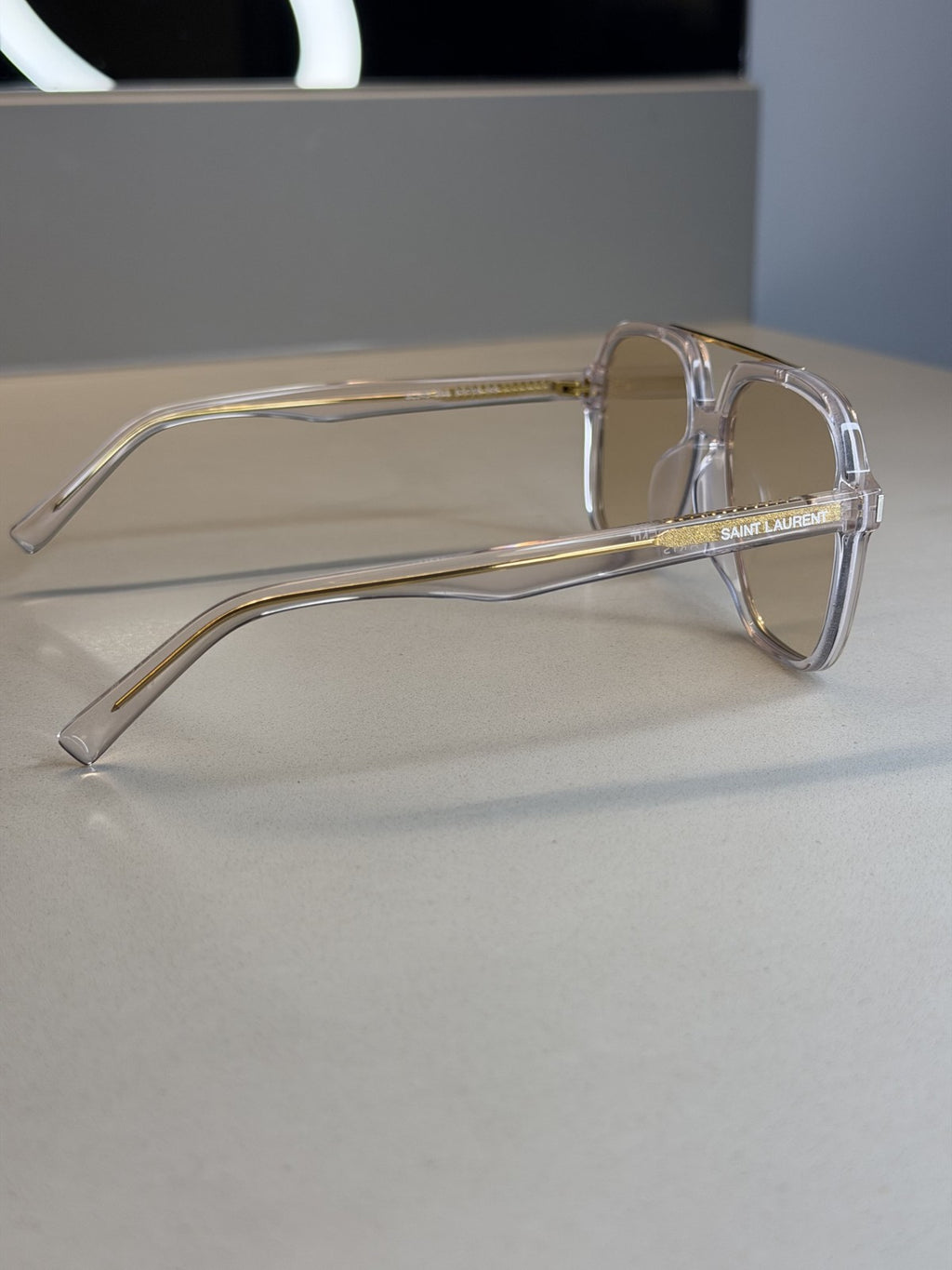 Saint Laurent Crystal Aviator Sunglasses – Light Brown
