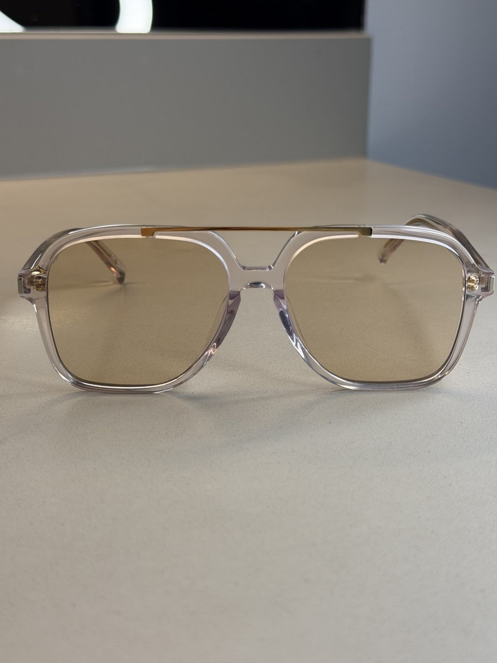 Saint Laurent Crystal Aviator Sunglasses – Light Brown