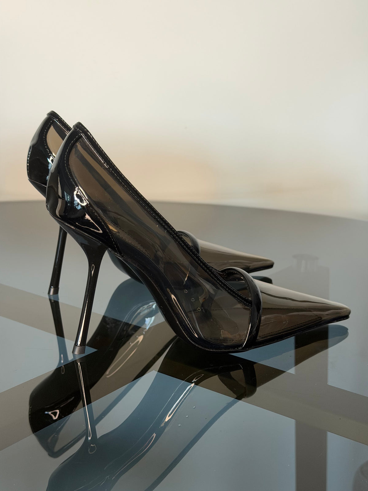 Saint Laurent Patent Leather Pointed Mules - Black