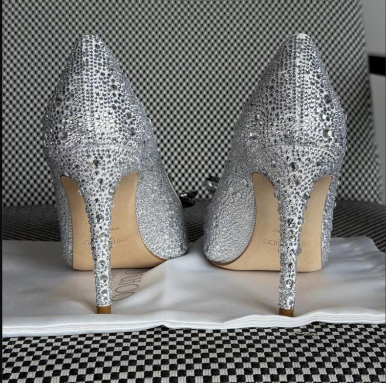 Jimmy Choo Bingle Crystal Pumps – Silver