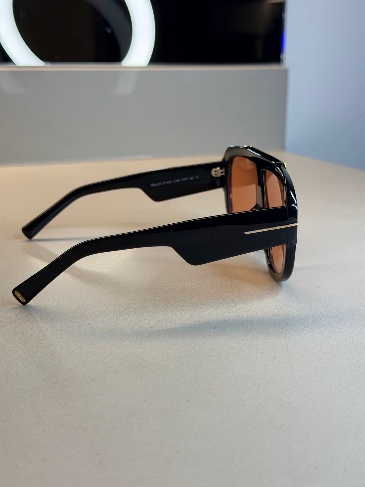 Tom Ford Shield Aviator Sunglasses – Black / Brown Lens