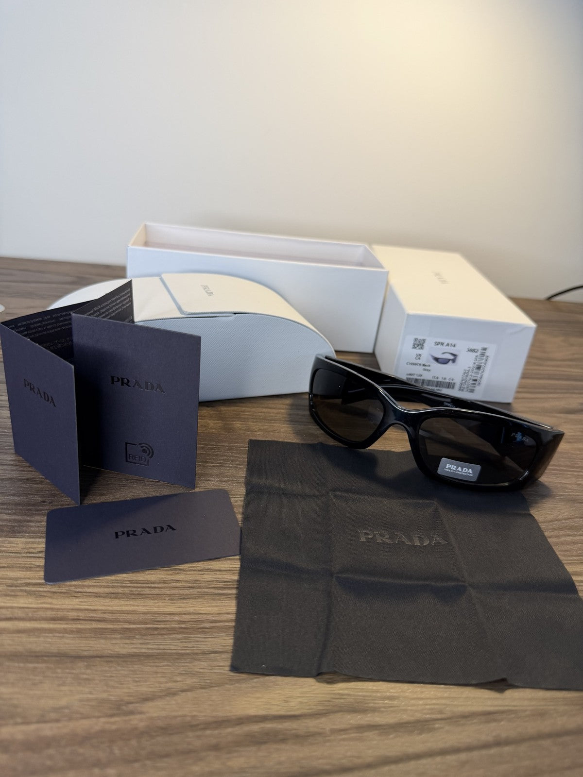 Prada SPRA14 Wraparound Sunglasses – Black