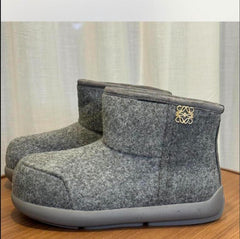 Loewe Shearling Ankle Boots – Grey Wool Felt