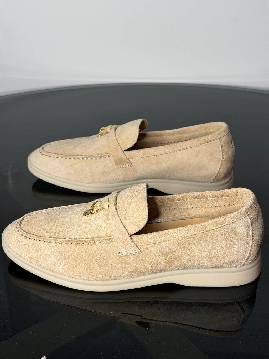 Loro Piana Summer Walk Suede Loafers – Cream