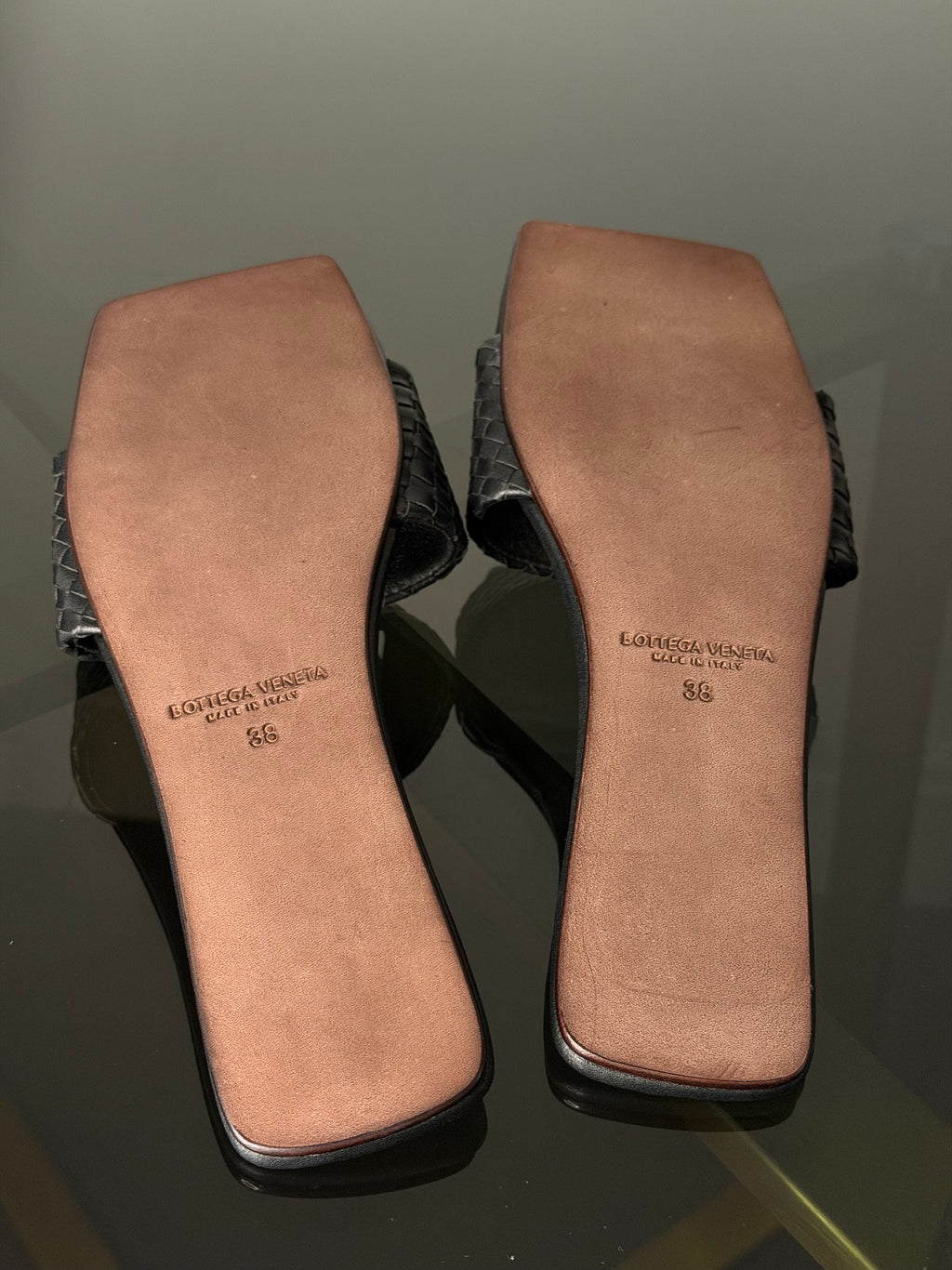Bottega Veneta Black Woven Platform Sandals