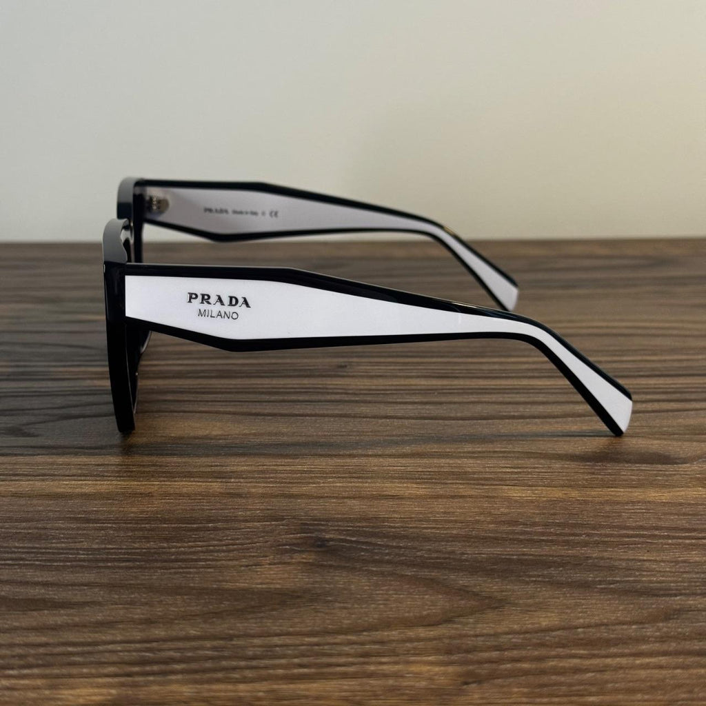Prada OPR 24ZS Oversized Square Sunglasses – Black / White