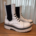 Dolce & Gabbana White Leather Combat Boots