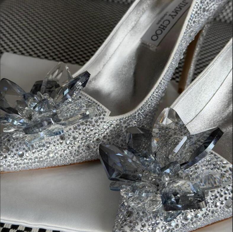 Jimmy Choo Bingle Crystal Pumps – Silver