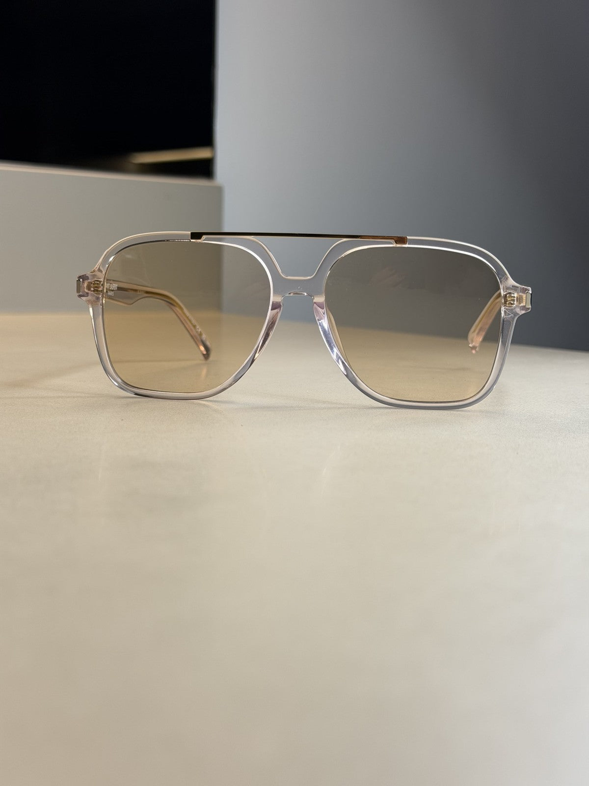 Saint Laurent Crystal Aviator Sunglasses – Light Brown