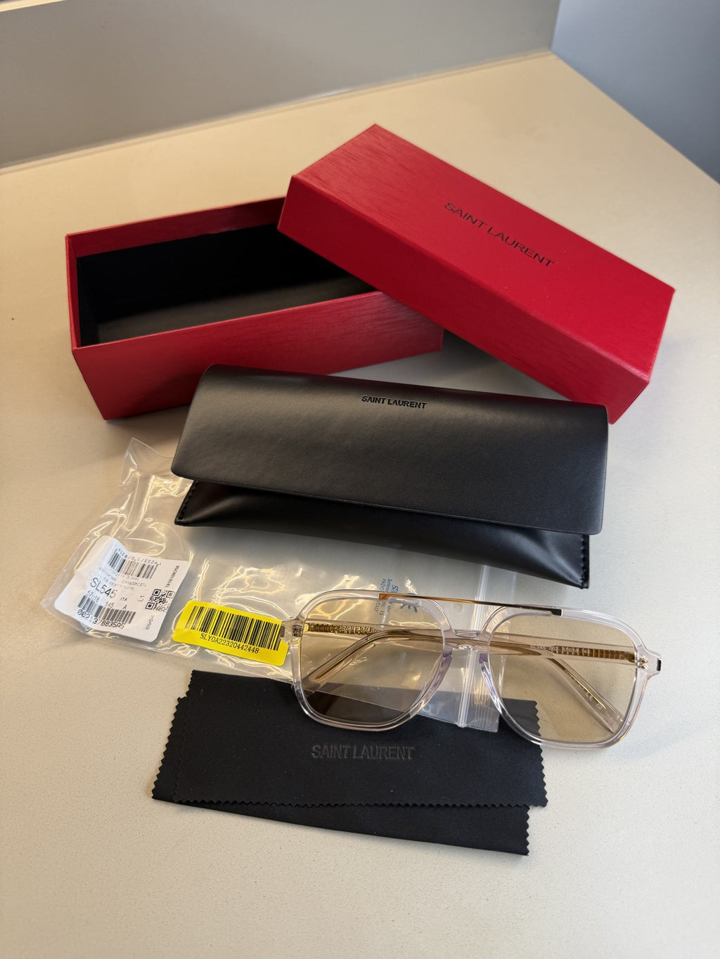 Saint Laurent Crystal Aviator Sunglasses – Light Brown
