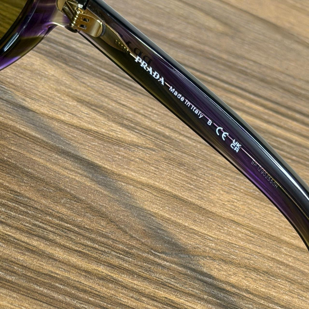 Prada SPR C05-F Sunglasses – Purple Tortoiseshell / Olive Green Lenses