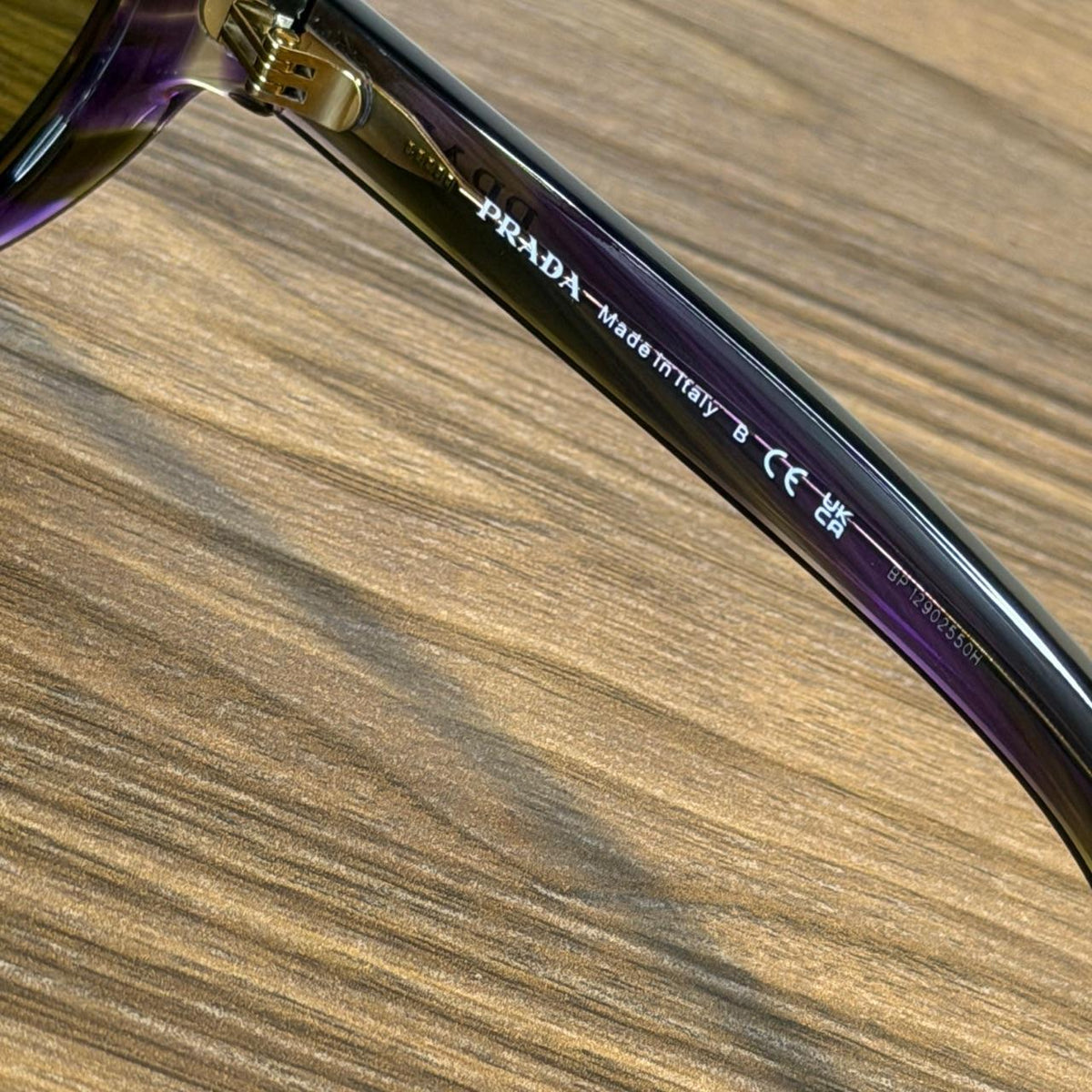 Prada SPR C05-F Sunglasses – Purple Tortoiseshell / Olive Green Lenses