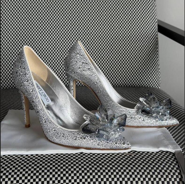Jimmy Choo Bingle Crystal Pumps – Silver