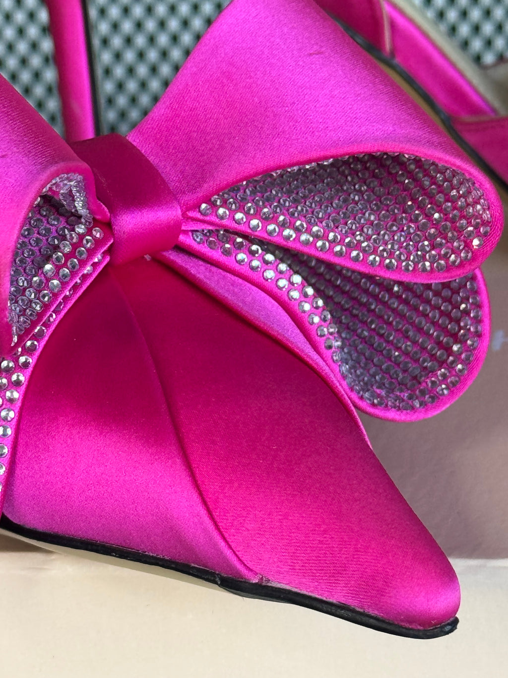 Mach & Mach Crystal Double Bow Slingback Pumps – Hot Pink