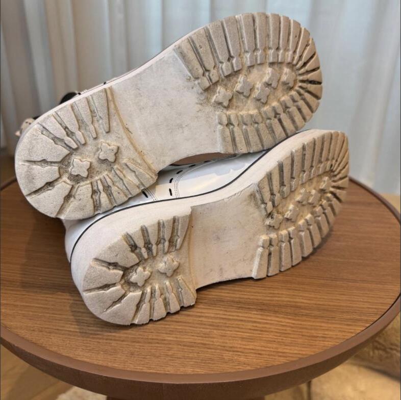 Dolce & Gabbana White Leather Combat Boots