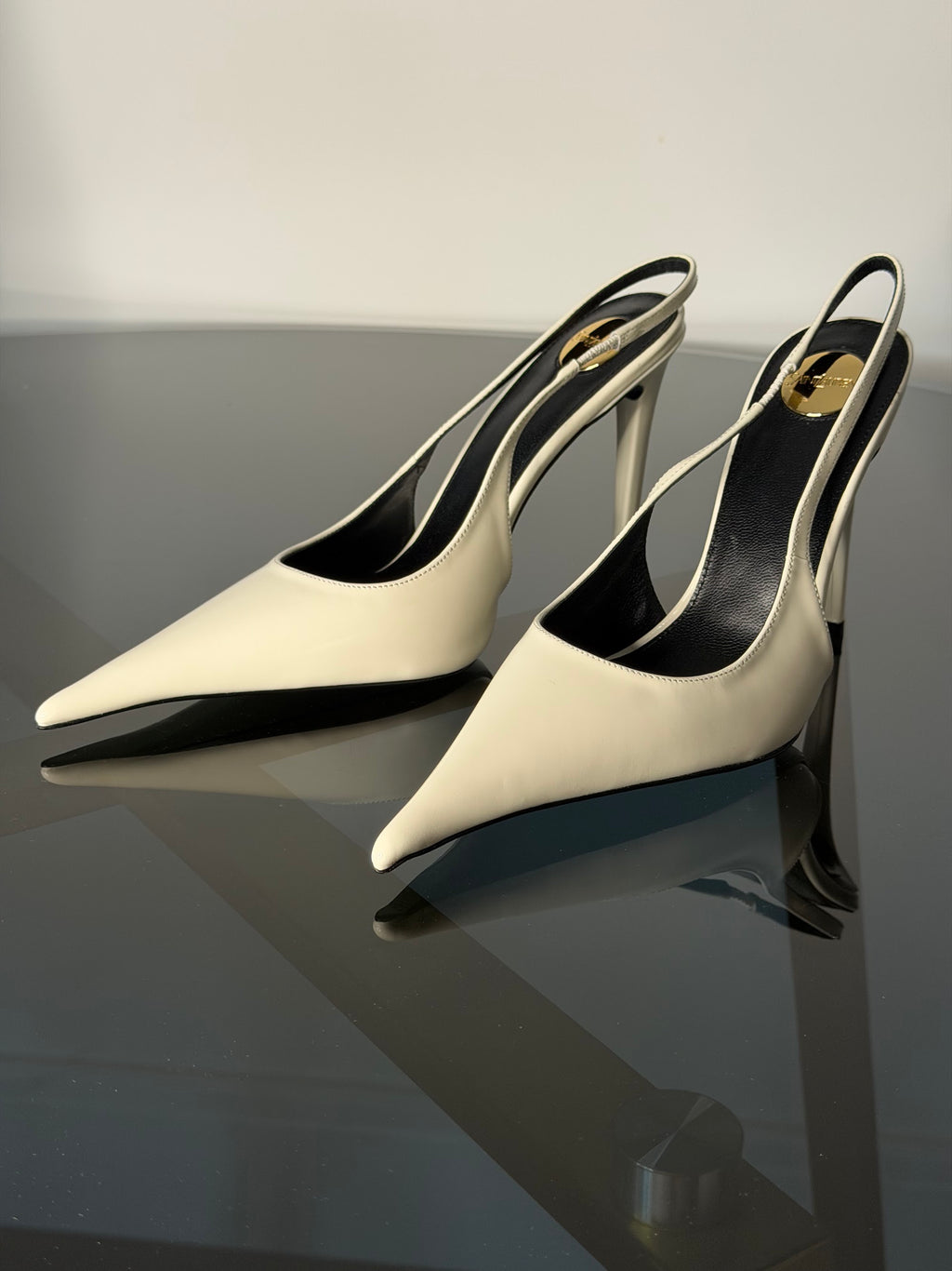 Saint Laurent Ivory Slingback Pumps