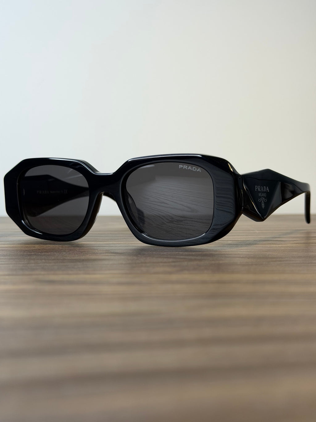 Prada SPR 17W-F Sunglasses – Black Hexagonal