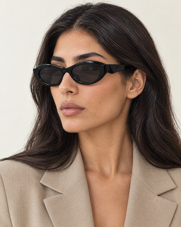 Prada SPR 26Z Cat-Eye Sunglasses – Black / Grey Lenses