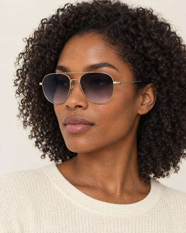 DITA Gold Aviator Sunglasses – Purple / Grey Gradient