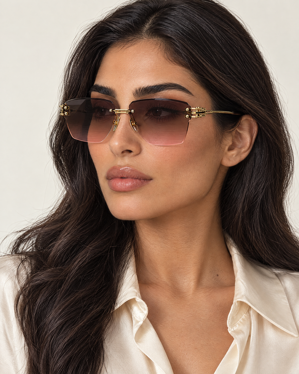 DITA Rimless Sunglasses – Brown / Pink Gradient
