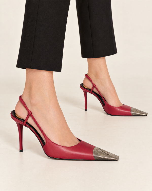 Saint Laurent Pointed-Toe Slingback Pumps – Red Leather