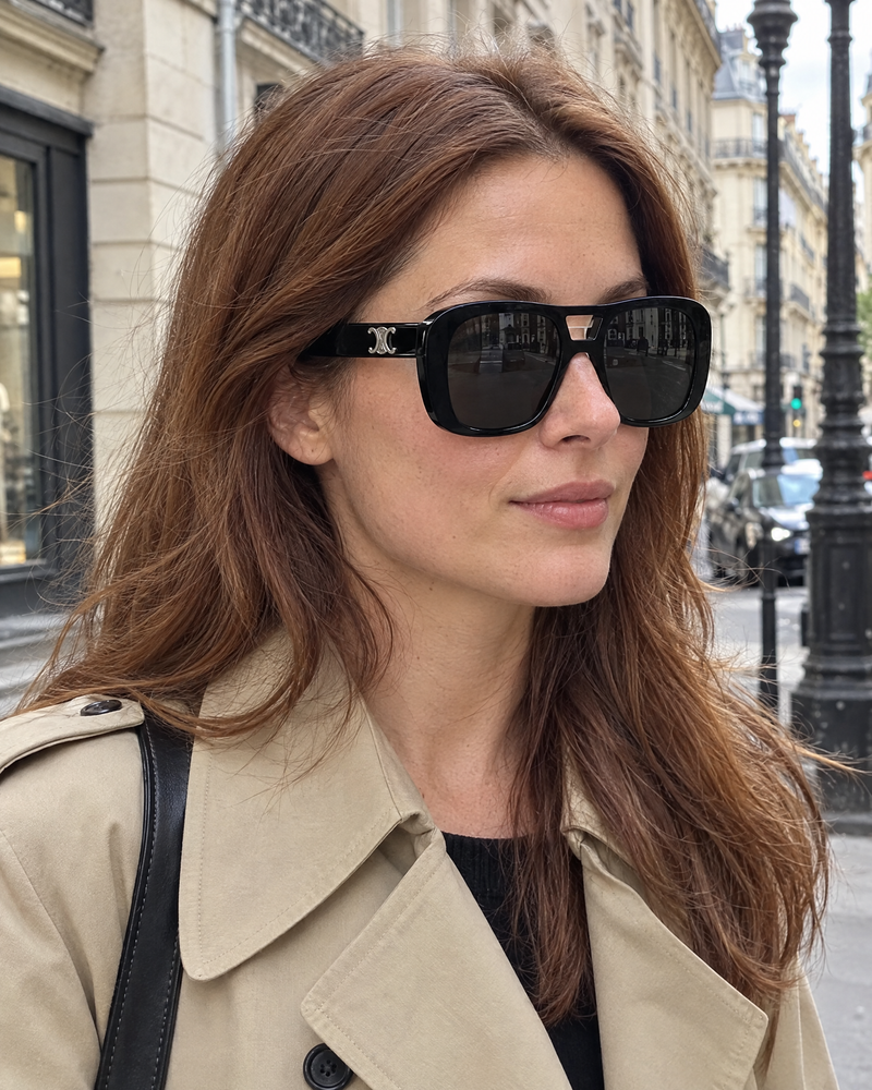 Celine CL40331U Triomphe Sunglasses – Black / Silver Triomphe Logo