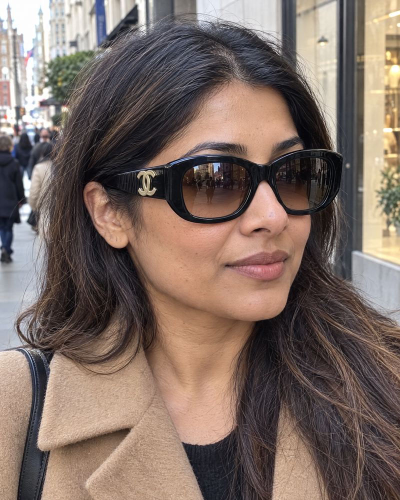Chanel CH5493 Polarized Sunglasses – Black / Gold CC Logo