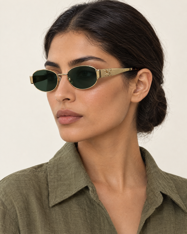 Celine CL40235U Sunglasses – Gold / Green Lens