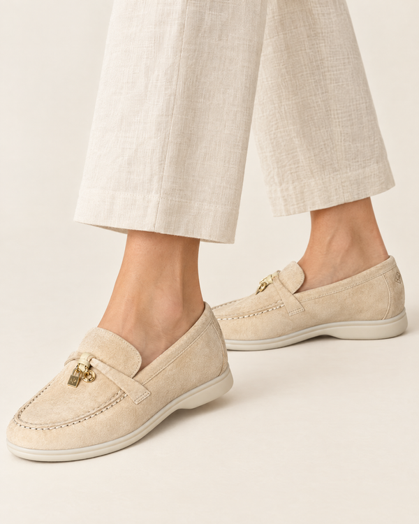 Loro Piana Summer Walk Suede Loafers – Cream