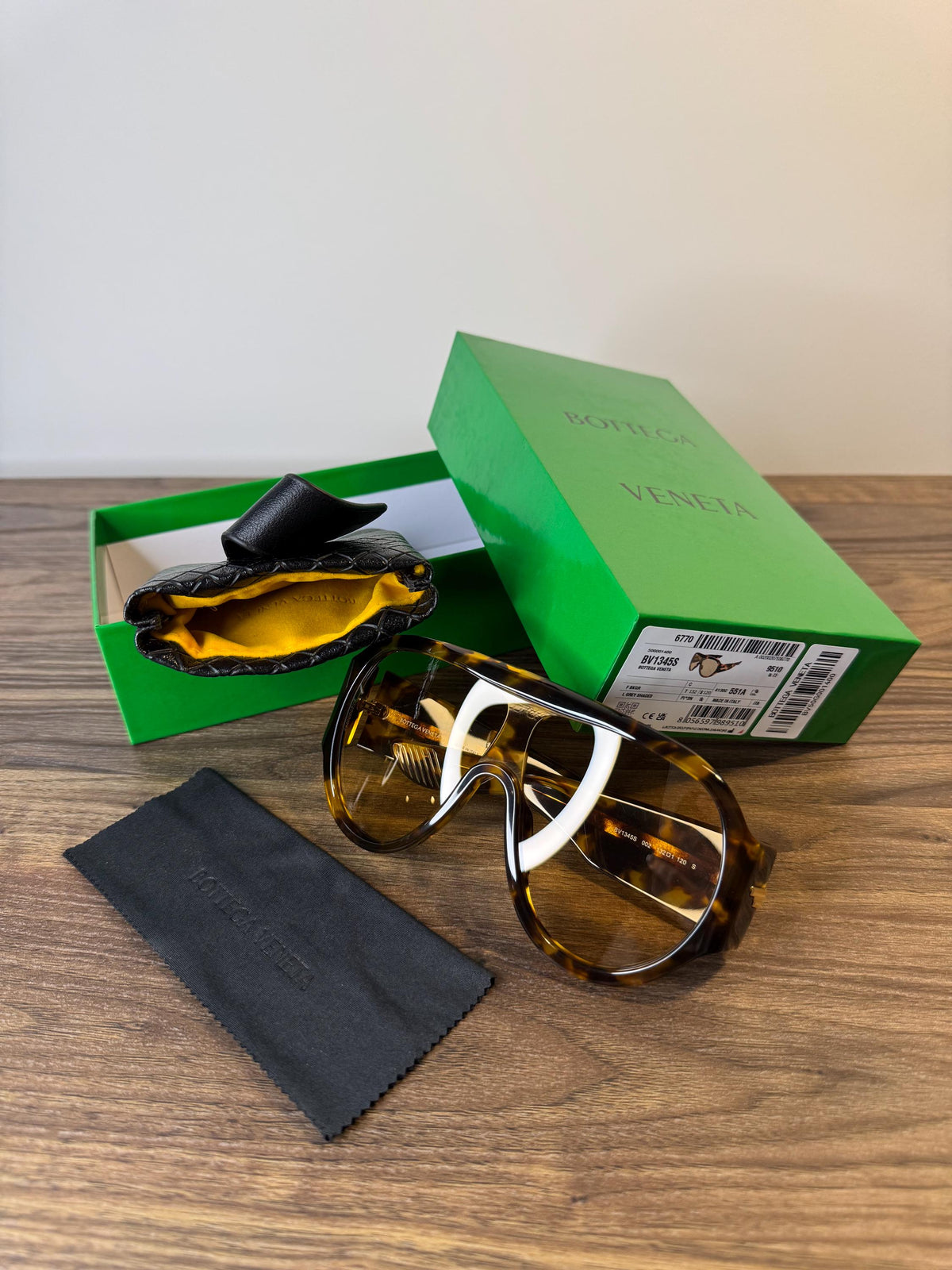 Bottega Veneta BV1345S Aviator Sunglasses – Tortoiseshell Yellow