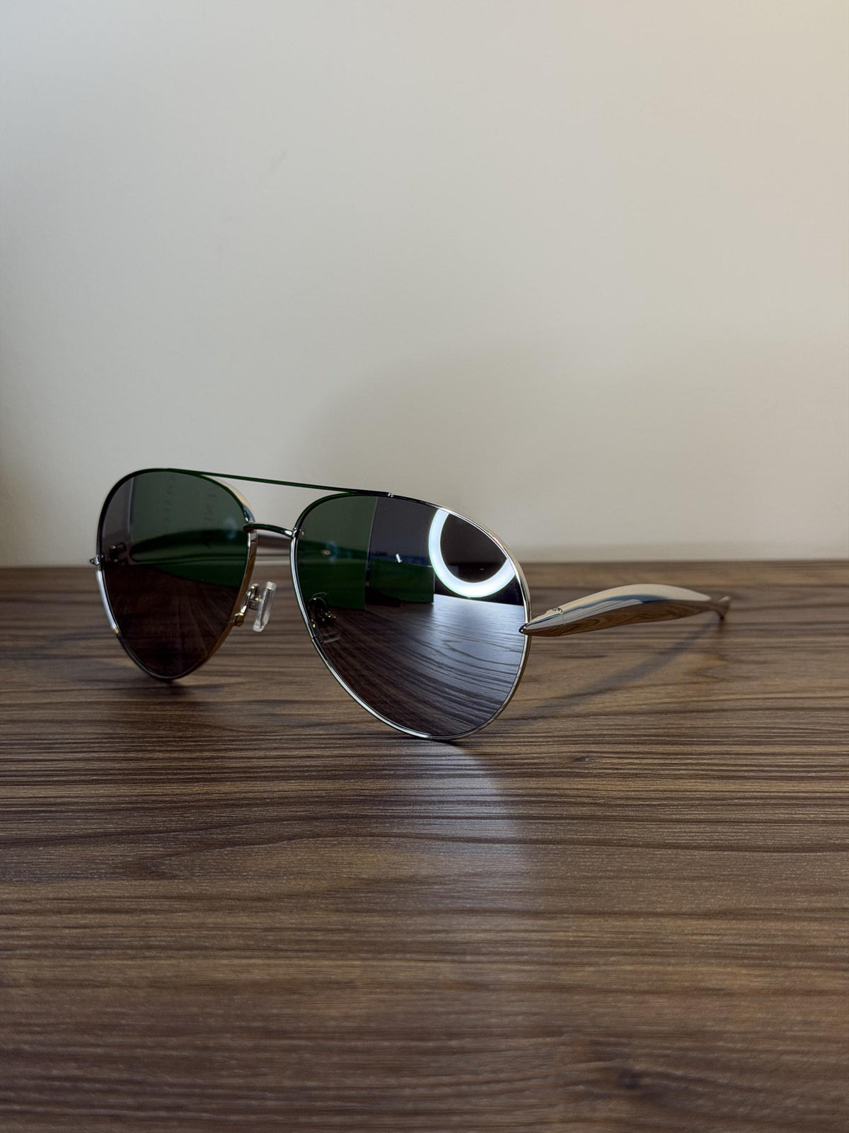 Bottega Veneta BV1305S Silver Aviator Sunglasses – Mirrored Lens
