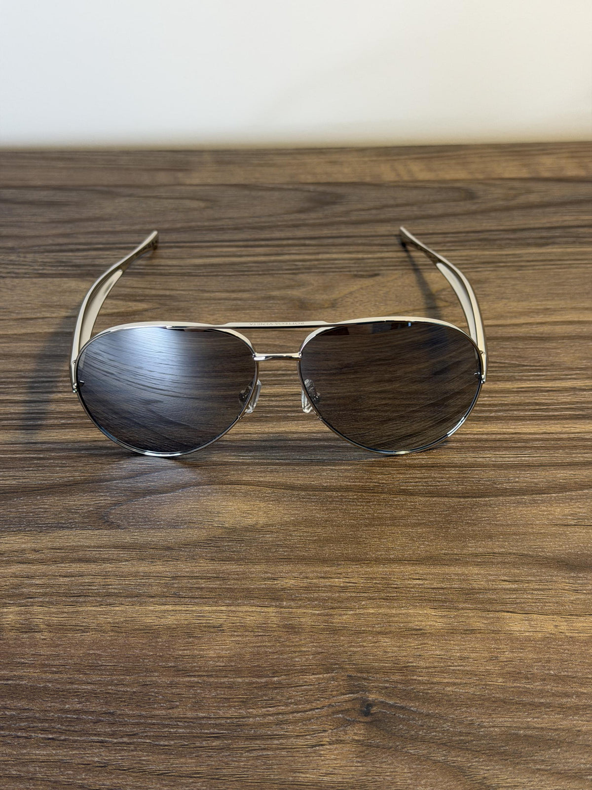 Bottega Veneta BV1305S Silver Aviator Sunglasses – Mirrored Lens