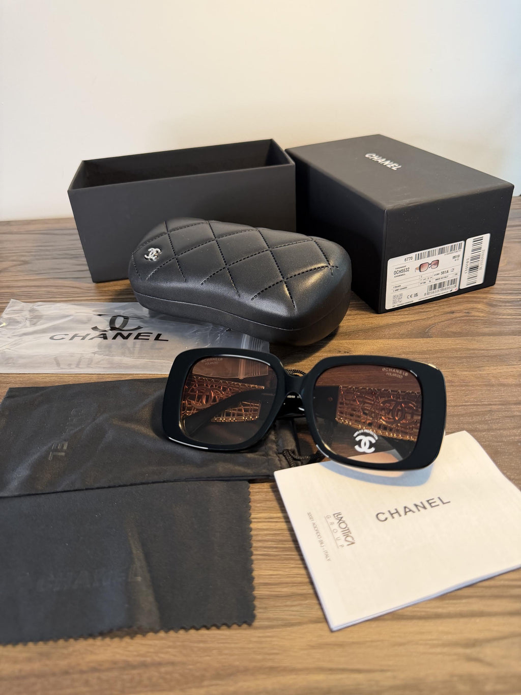 Chanel CH5532 Square Sunglasses – Black / Gold CC Logo
