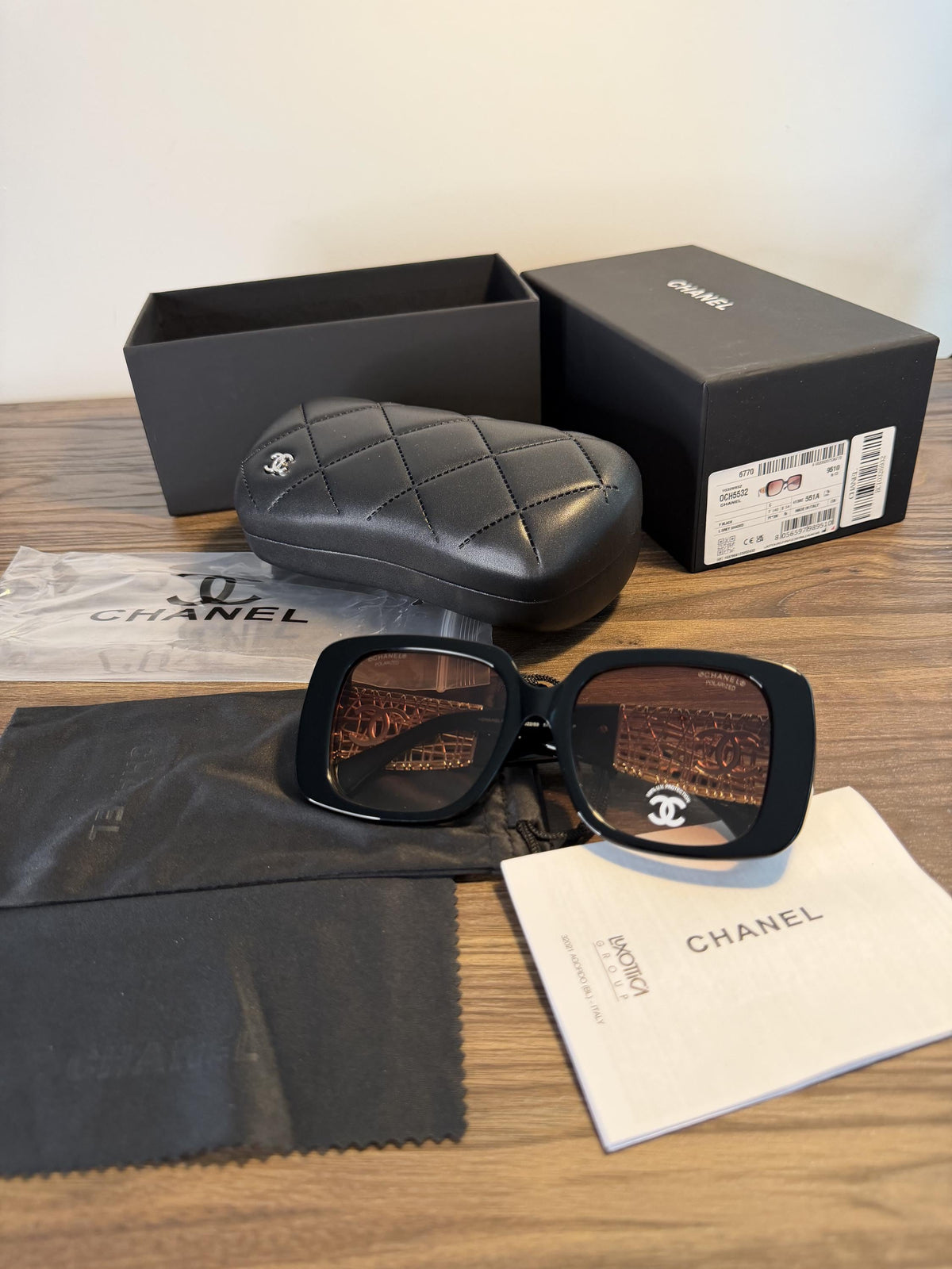 Chanel CH5532 Square Sunglasses – Black / Gold CC Logo